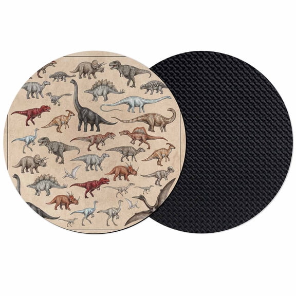 Retro Dinosaurs Coasters Set of 2, Absorbent Coasters for Drinks, Vintage Primitive Wild Animals Brown Coaster for Desk Coffee Table Protection, Home Decor House Warming Gifts 4"