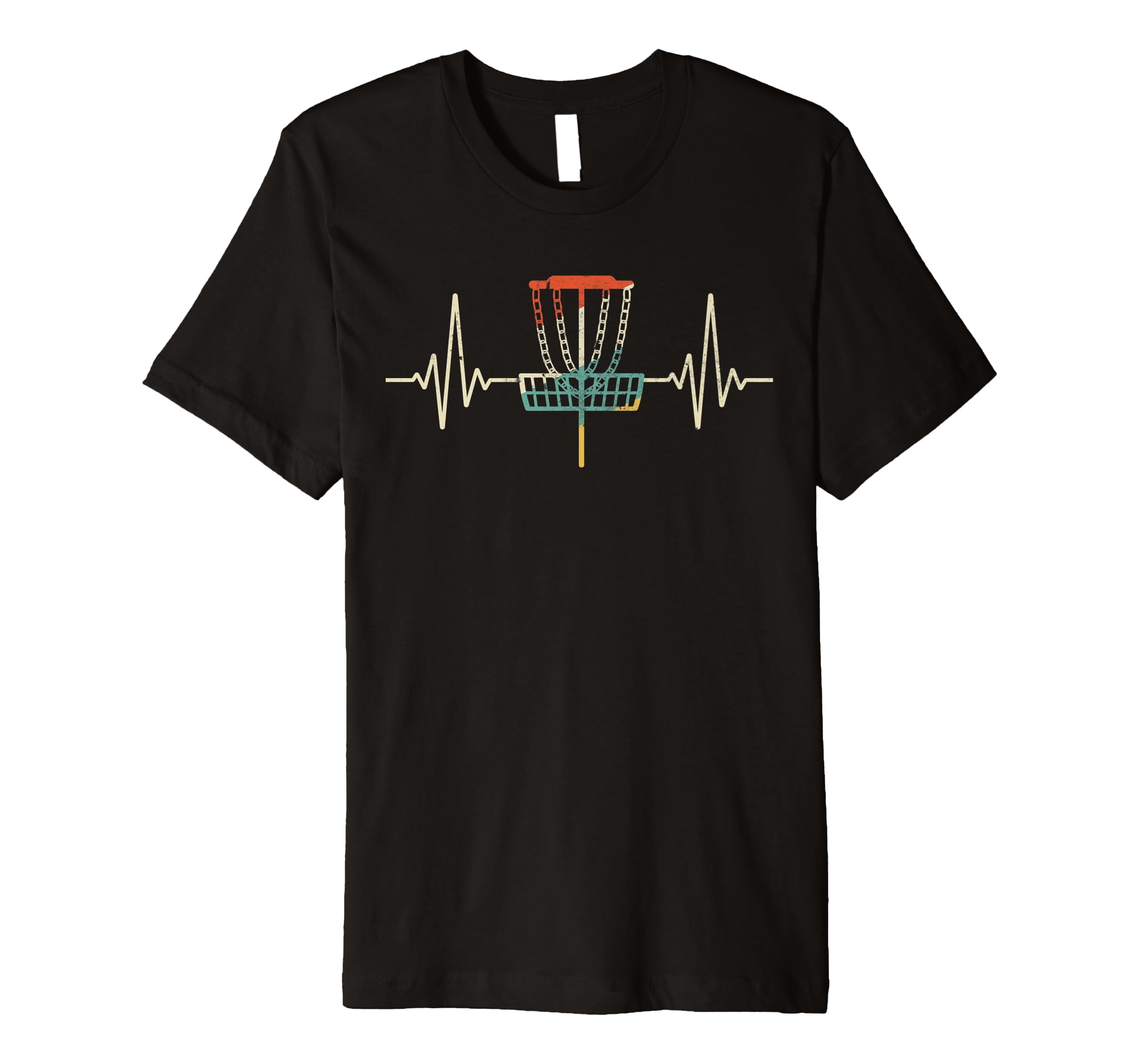Retro Disc Golf Heartbeat Vintage 80s 90s Golf Player Premium Camiseta