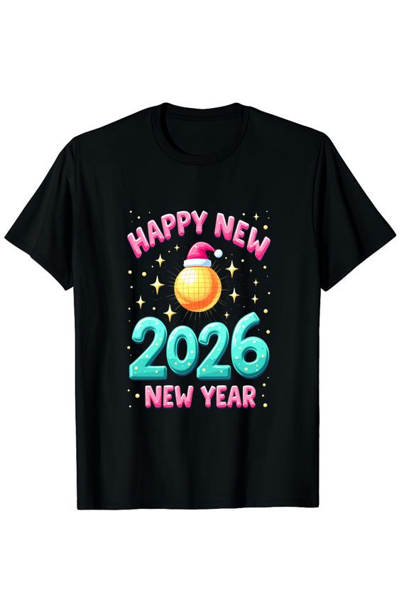 Retro Disco Ball Happy New Year 2026 Christmas Xmas Tee Tank Top (Men's, Women's)