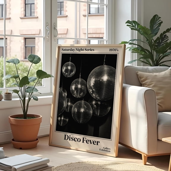 Retro Disco Ball Poster 1970S Saturday Night Fever Party Decor, Poster Only