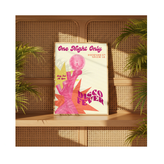 Retro Disco Fever Poster Vintage Concert Art Home Decor Office Wall Art