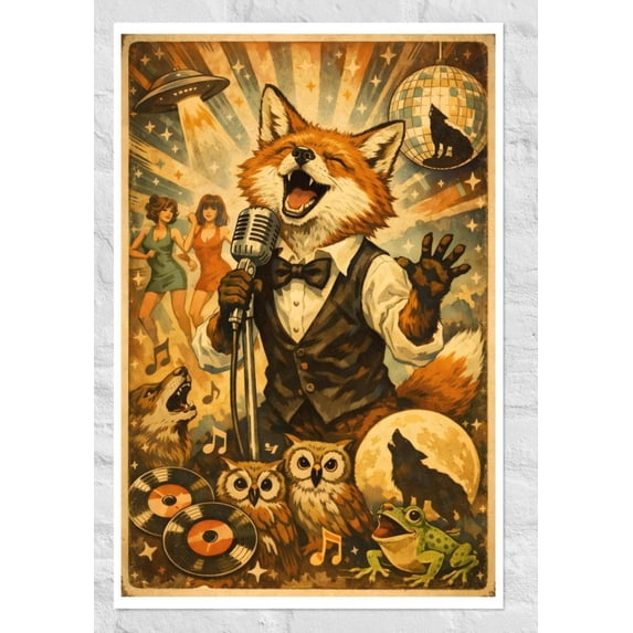 Retro Disco Fox Singing Surreal