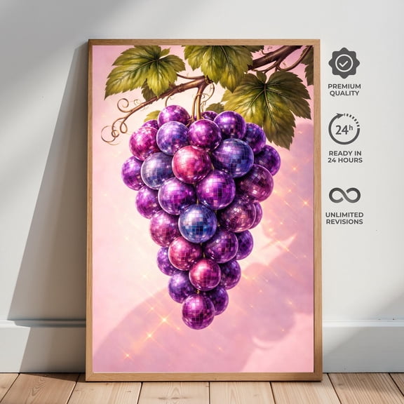 Retro Disco Grape Funky Wall Art Poster Unframed Paper Print