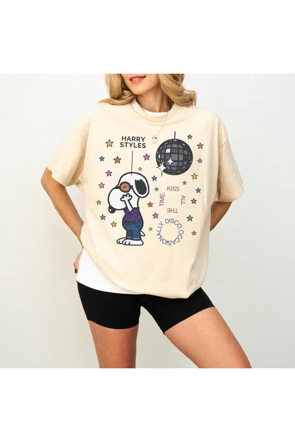 Retro Disco Occasionally T-Shirt, Kiss All The Time Graphic Tee, Cute Snoopy Inspired Concert Top, Gift for Music Fans