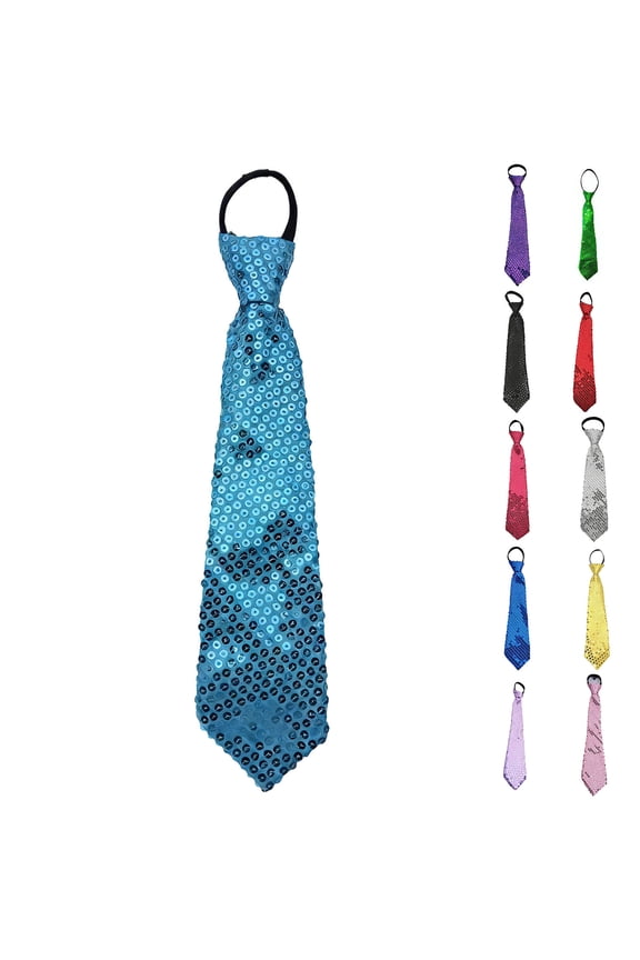 Retro Disco Sequin Zipper Tie - 70s Style Pre-tied Glitter Necktie, Stage Performance & Party Accessory for Men & Women Green