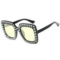 thumbnail image 1 of Retro Disco Sunglasses for Women, Oversized Square Rhinestone Crystal Sun Glasses, Thick Frame Bling Glitter Shades for Concert, Party, Festival, UV Protection, Lightweight Eyewear, Yellow, 1 of 7
