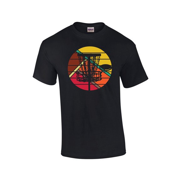 Retro Disk Golf Mens Short Sleeve T-shirt Graphic Tee-Black-medium