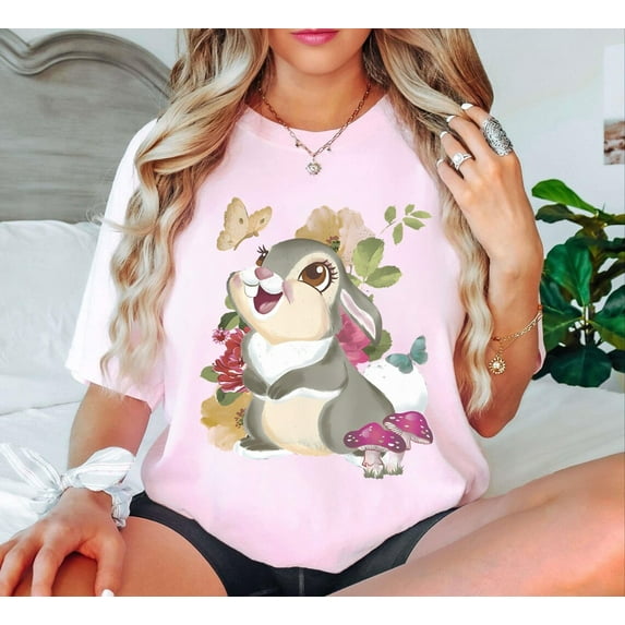 Retro Disney Bambi Thumper Floral T-shirt, Thumper And Butterfly Shirts, Birthday Gift Tee, Disneyland Family Trip ,Moss Color,Size 2XL