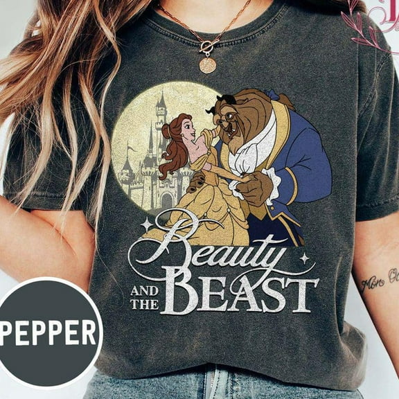 Retro Disney Beauty And The Beast Classic Title Logo Portrait Shirt, Classic Belle And Beast Shirt, Disney Princess Shirt