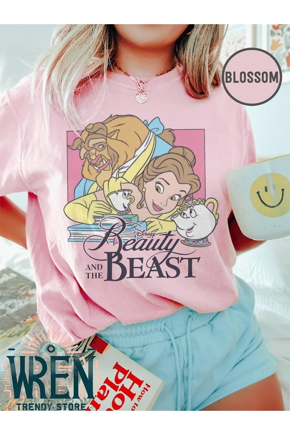 Retro Disney Beauty And The Beast T-Shirt, Disney Belle Princess Shirt, Disney Girl Trip 2025 Tee, Disneyland Trip ,Blossom color,size XL