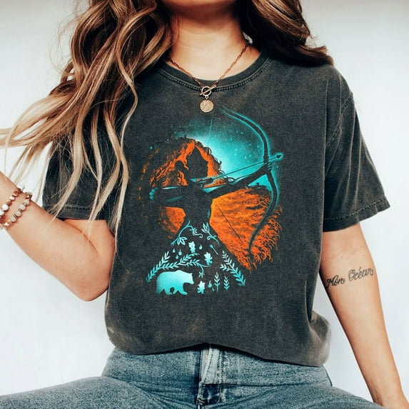 Retro Disney Brave Merida Princess Portrait Shirt, The Magic Kingdom Comfort Colors T-shirt, Disney Princess Group, Walt Disney World, Disneyland Vacation,Graphite color,size L