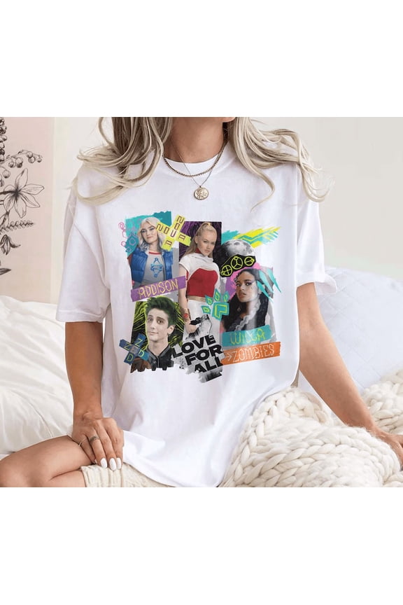 Retro Disney Channel Zombies 4 Movie Characters T-shirt, Disney Zombies Poster 2025 Tee, Zed and Addison, Victor and Nova, Disneyland Trip,M Color,Size 1