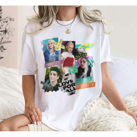 Retro Disney Channel Zombies 4 Movie Characters T-shirt, Disney Zombies Poster 2025 Tee, Zed and Addison, Victor and Nova, Disneyland Trip