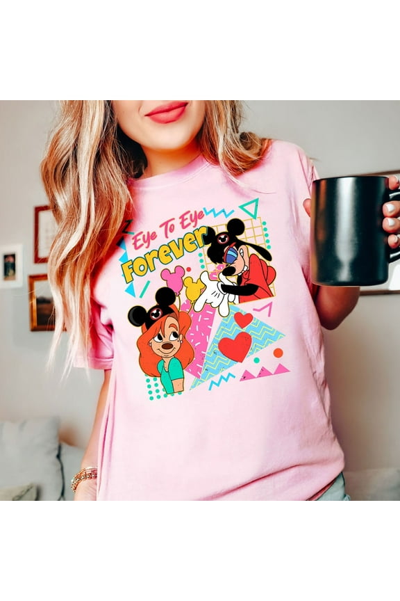 Retro Disney Couple Max Goof Roxanne Shirt, Eye To Eye Forever T-shirt, Goofy Movie Powerline Tee, Walt Disney World, Disneyland Trip Tee, Valentine