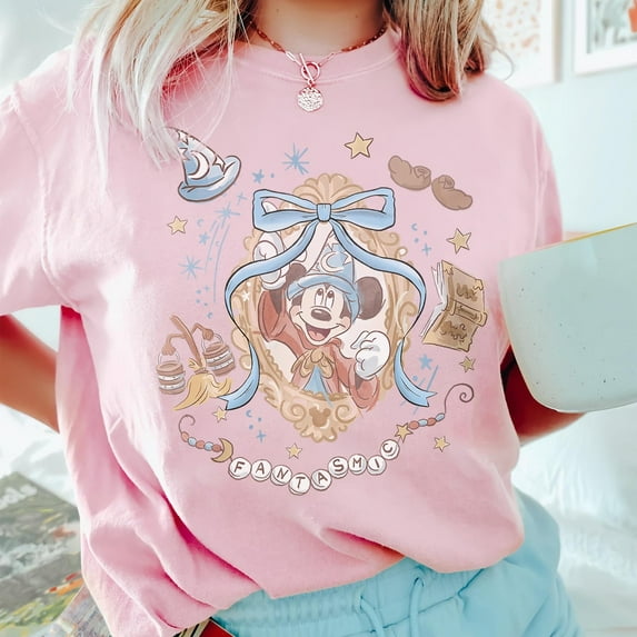 Retro Disney Fantasia Mickey Comfort Colors T-Shirt, Retro Disney Magic, Sorcerer Mickey, Wizard Mickey, Retro Wizard Mickey Shirt,Blossom color,size M