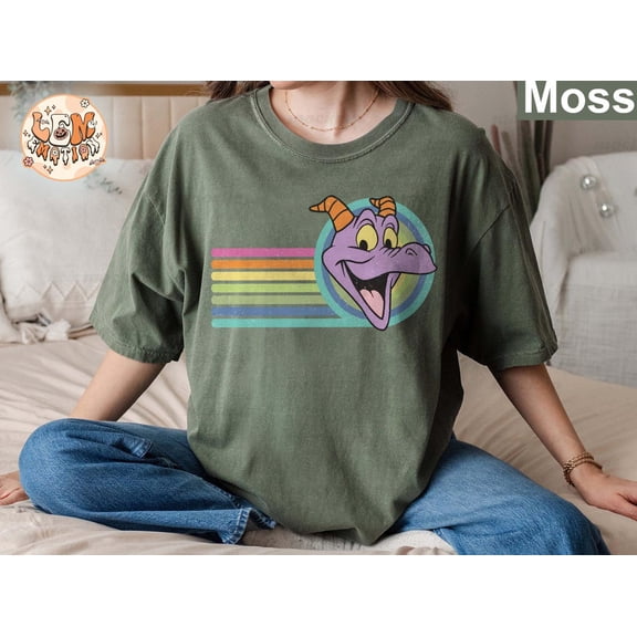 Retro Disney Figment Comfort Colors T-Shirt, Disney Epcot, Disney 1980 1990 Epcot, Disneyland, Disneyworld Shirt, Disney Family Trip,Moss color,size 3XL