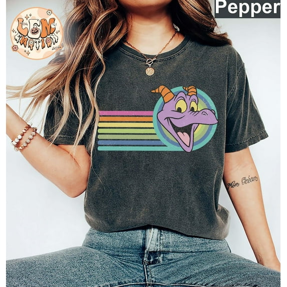 Retro Disney Figment Comfort Colors T-Shirt, Disney Epcot, Disney 1980 1990 Epcot, Disneyland, Disneyworld Shirt, Disney Family Trip,Pepper color,size 3XL