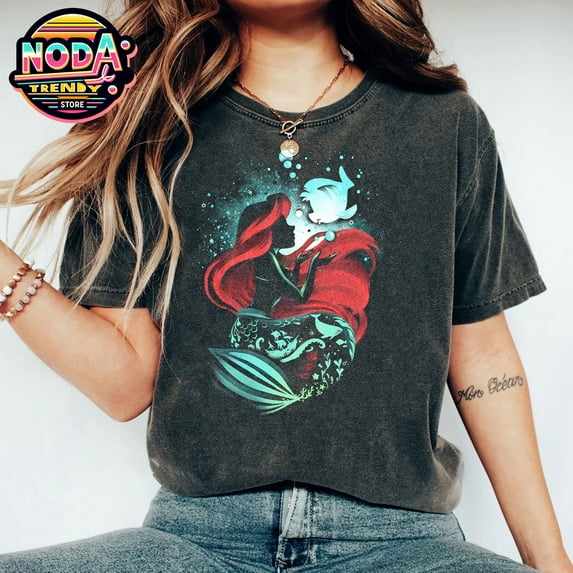 Retro Disney The Little Mermaid Ariel Princess Silhouette Portrait Shirt, The Magic Kingdom Comfort Colors T-shirt, Disney Princess, Walt Disney World Tee