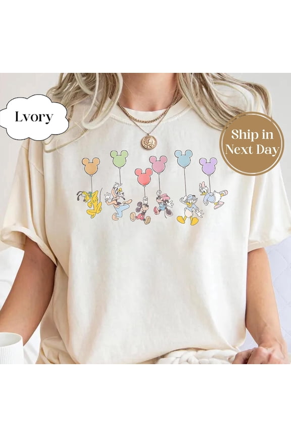 Retro Disney Mickey And Co Balloon Shirt, Disney Mickey And Friends Tee, Disney Vacation Outfit, Mickey Balloon Family Trip, S-5XL Shirt