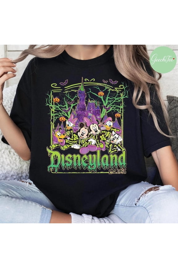 Retro Disney Mickey And Friends Skeleton Shirt, Disneyland Halloween Trip Tshirt