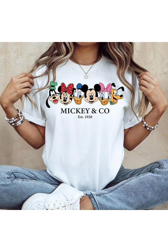 Retro Disney Mickey & Co 1928 Shirt, Family Mickey And Friends Shirt, Mickey And Co, Disneyworld Sweatshirts, Disney Family Matching Shirt