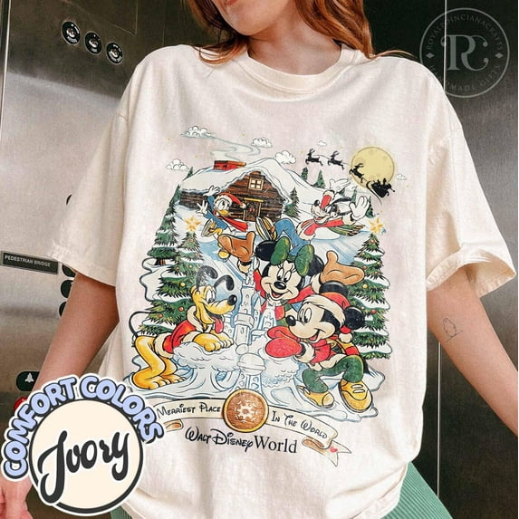 Retro Disney Mickey And Friends Christmas Shirt, Comfort Color Mickey's Very Merry Christmas Party 2025 Shirt, Disneyworld Family Christmas Matching Shirt