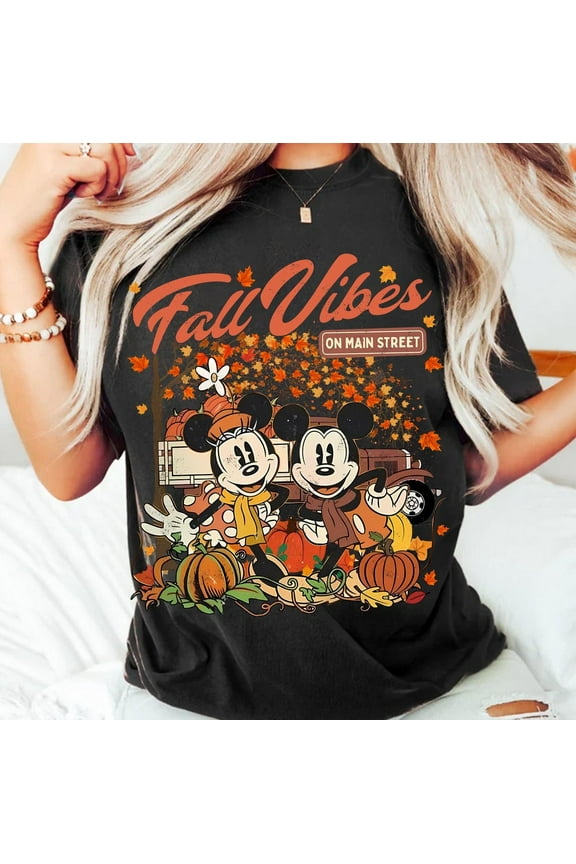 Retro Disney Mickey Minnie Fall Vibes On Main Street Shirt, Fall Pumpkin Disney Thanksgiving Shirt, Disneyland Spice Season Autumn Shirt, S-5XL Shirt