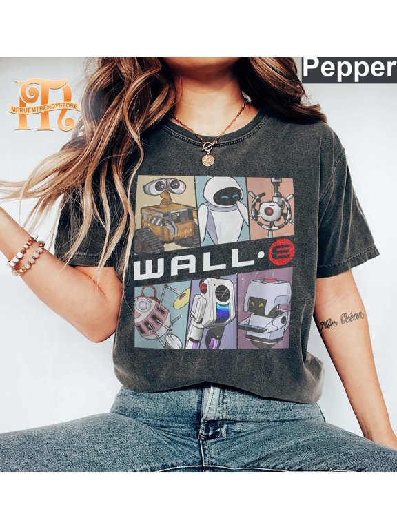 Retro Disney Pixar Wall-E Comfort Colors T-Shirt, Disney Character, Wall-E Triangles And Eve, Disneyworld, Disneyland, Disney Family Shirt