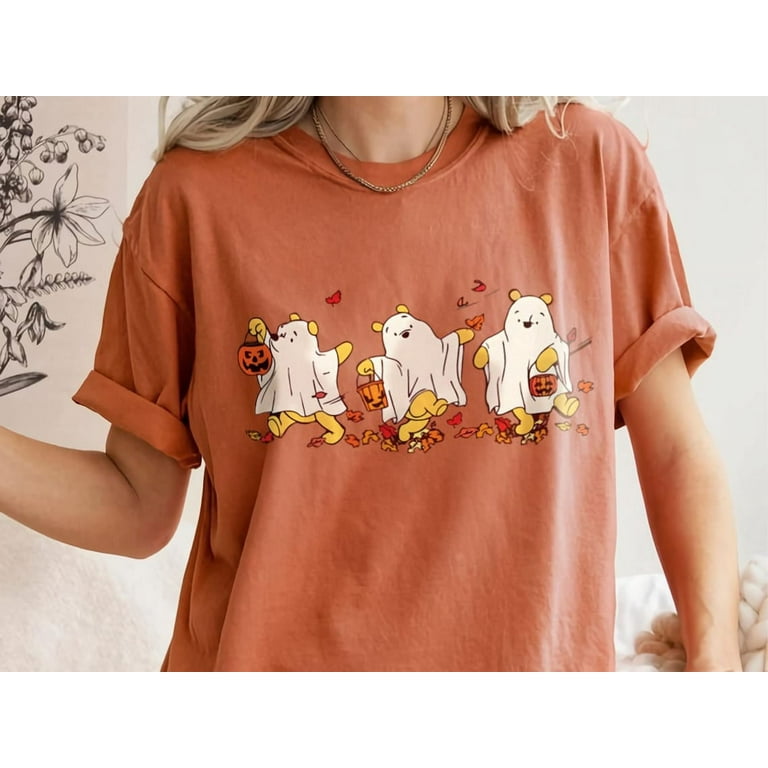 Retro Disney Pooh Halloween Shirt Winnie The Pooh Ghost Shirt Spooky Season Shirt Pooh Pumpkin Shirt C Unisex Tshirt Size L New Funny Birthday Cotton Tee Vintage Walmart