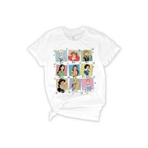Retro Disney Princess Shirt- Short Sleeve Cotton T-Shirt for Adults - White Woman T-Shirt