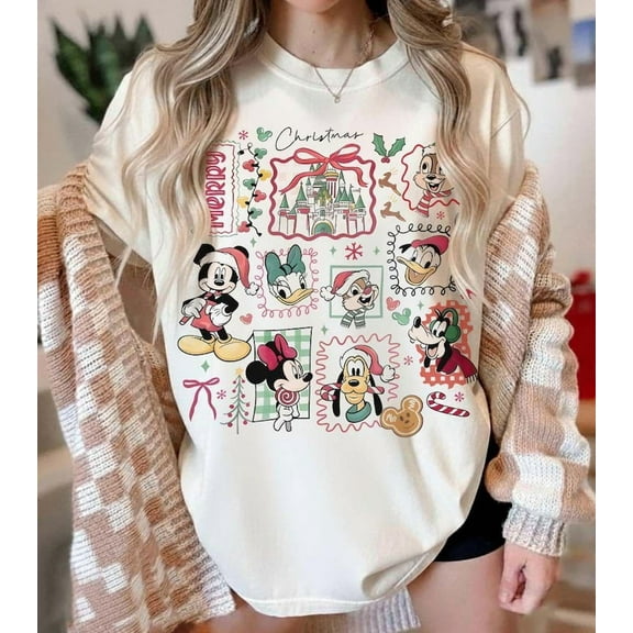 Retro Disney Santa Mickey And Friends Shirt, Mickey's Very Merry Christmas Party 2025 Shirt, Disneyland Vacation Family Matching Trip Shirts