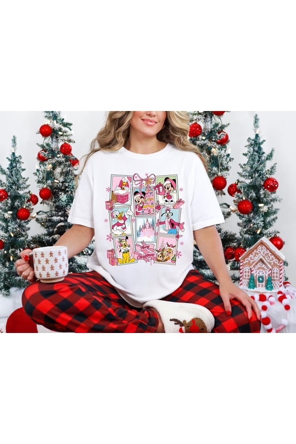 Retro Disney Santa Mickey And Friends Shirt, Mickey stamp Christmas 2025 Shirt, Disneyland Vacation Family Matching Trip Shirt