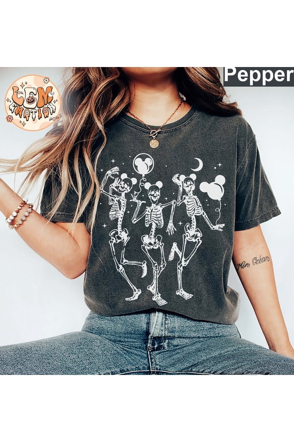Retro Disney Skeleton Comfort Colors Shirt, Vintage Skeleton Mickey Comfort Colors Shirt, Mickey Balloon T-Shirt, Funny Halloween Disney Tee