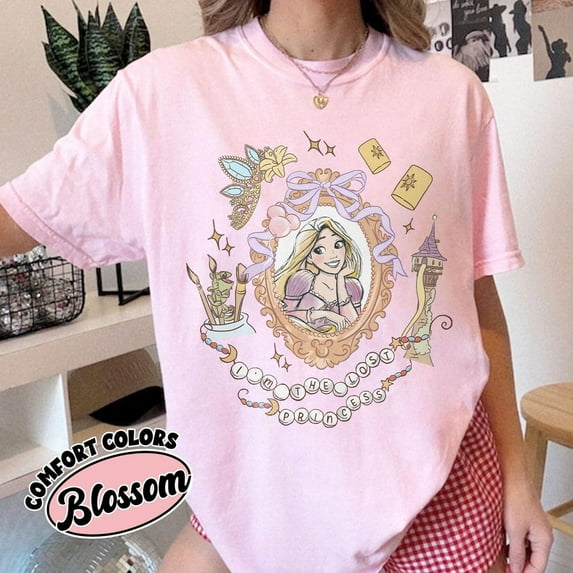 Retro Disney Tangled Rapunzel Comfort Color T-Shirt, Disney Princess Rapunzel Shirt, Lost Princess, Magic Kingdom, Disney Trip Tee,Blossom color,size M