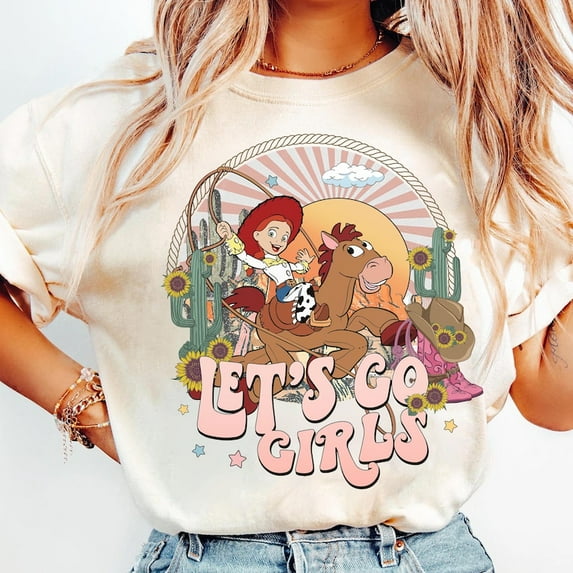 Retro Disney Toy Story Jessie and Bullseye Let's Go Girls T-Shirt, Vintage Long Live Cowgirls Shirt, Disneyland Family Matching Shirt