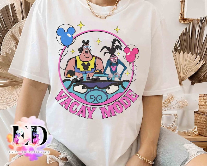 Retro Disney Villains Yzma and Kronk Mickey Balloon Vacay Mode T shirt The Emperor s New Groove Tee Disneyland Family Holiday 2024 Trip Walmart