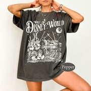 LINTEE Retro Disney World Comfort Colors T-Shirt, WDW The Happiest Place On Earth, Magical Castle, Mickey Minnie Shirt, Disney Vacation Tee, Pepper Color, Size S