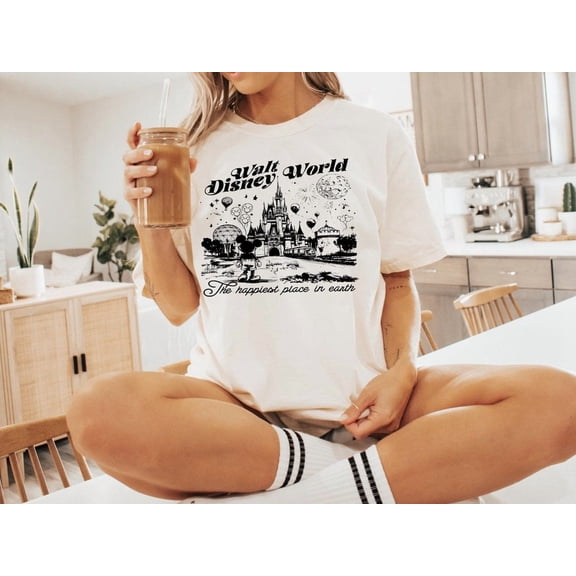 Retro Disney World Shirt, WDW The Happiest Place On Earth Shirt, Vintage Mickey Minnie Shirt, Magical Castle Shirt, Disney Vacation Shirt