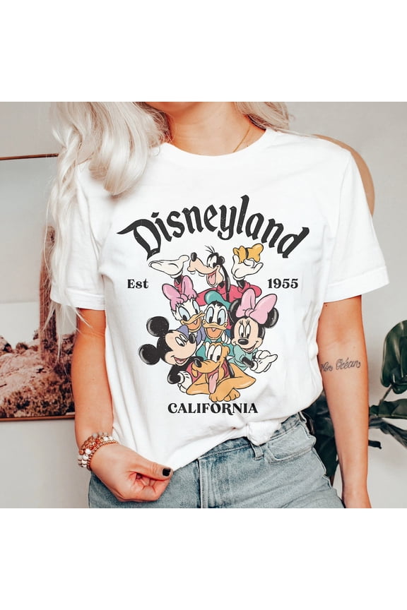 Retro Disneyland California Unisex T-Shirt, Disneyland Est 1955 Shirt, Disney Vacation Shirt, Mickey And Friends Shirt, Retro Walt Disney Shirt