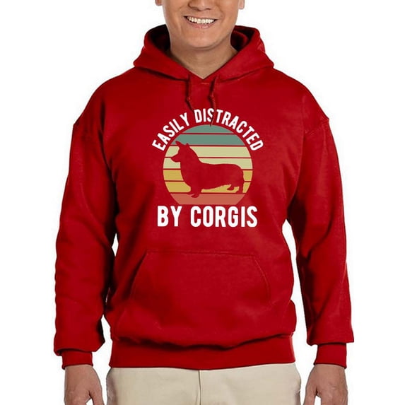 Retro Distracted By Corgis Hoodie Men -Image by Shutterstock, Male Small