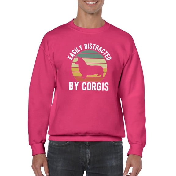 Retro Distracted By Corgis Sweatshirt Men -Image by Shutterstock, Male 4X-Large