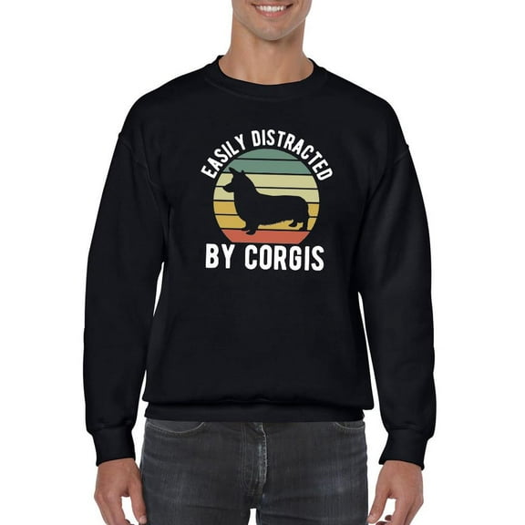 Retro Distracted By Corgis Sweatshirt Men -Image by Shutterstock, Male Large