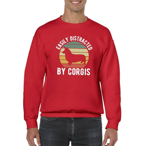 Retro Distracted By Corgis Sweatshirt Men -Image by Shutterstock, Male x-Large