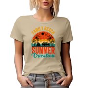 Retro Distressed Family Beach Summer Vacation, Tan T-Shirt, Small
