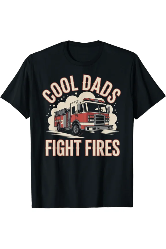 Retro Distressed Firefighter Dad T-Shirt Cool Dads Fight Fires Graphic
