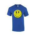 thumbnail image 1 of Retro Distressed Happy Face Smile Mens Short Sleeve T-shirt Graphic Tee-Antique Royal-large, 1 of 4