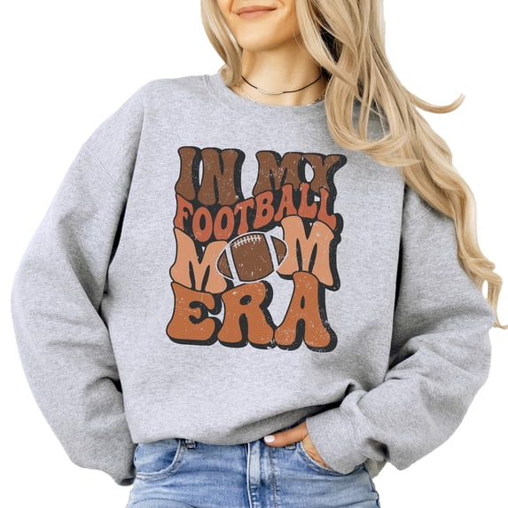 Retro Distressed In My Football Mom Era Sweatshirt Comfy Sports Mama Game Day Gray Sweatshirt Adult Medium