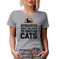 thumbnail image 1 of Retro Distressed Introverted but Willing to Discuss Cats, Cat Lover Introvert, Heather Grey T-Shirt, Large, 1 of 5