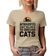 thumbnail image 1 of Retro Distressed Introverted but Willing to Discuss Cats, Cat Lover Introvert, Tan T-Shirt, 3XL, 1 of 5