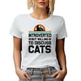 thumbnail image 1 of Retro Distressed Introverted but Willing to Discuss Cats, Cat Lover Introvert, White T-Shirt, Small, 1 of 5